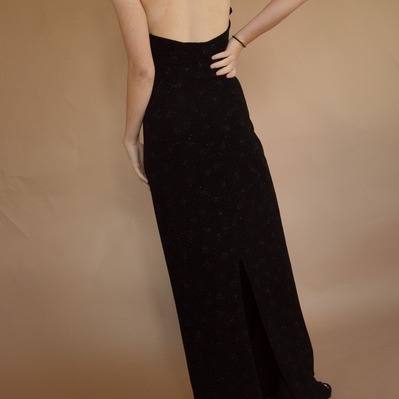 90s Starburst Glitter Halter Evening Gown - Picture 7 of 16